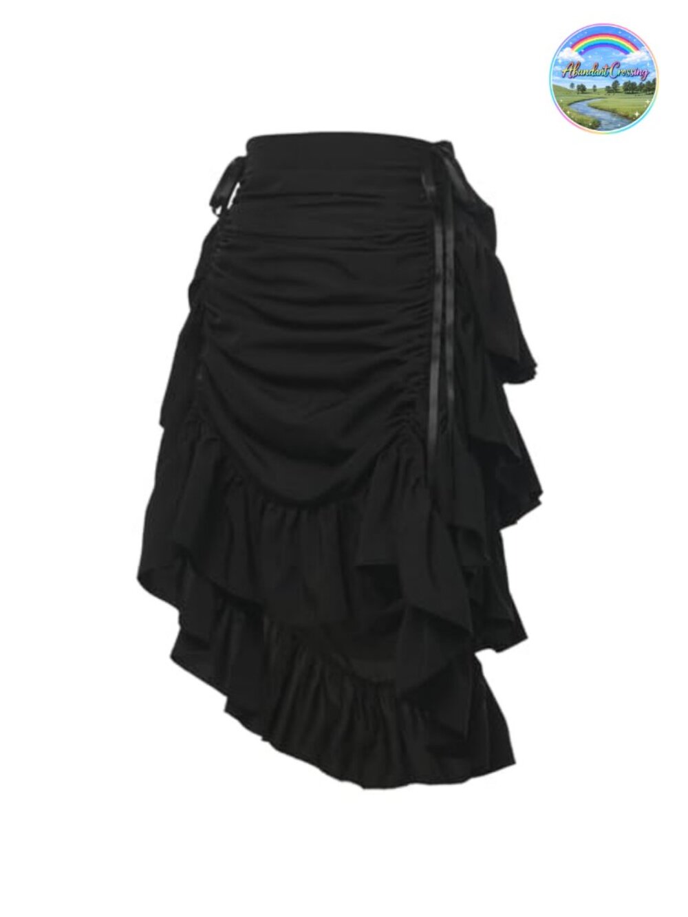 High Low Steampunk Renaissance Faire Skirt Tiered Ruffles Elastic Waist